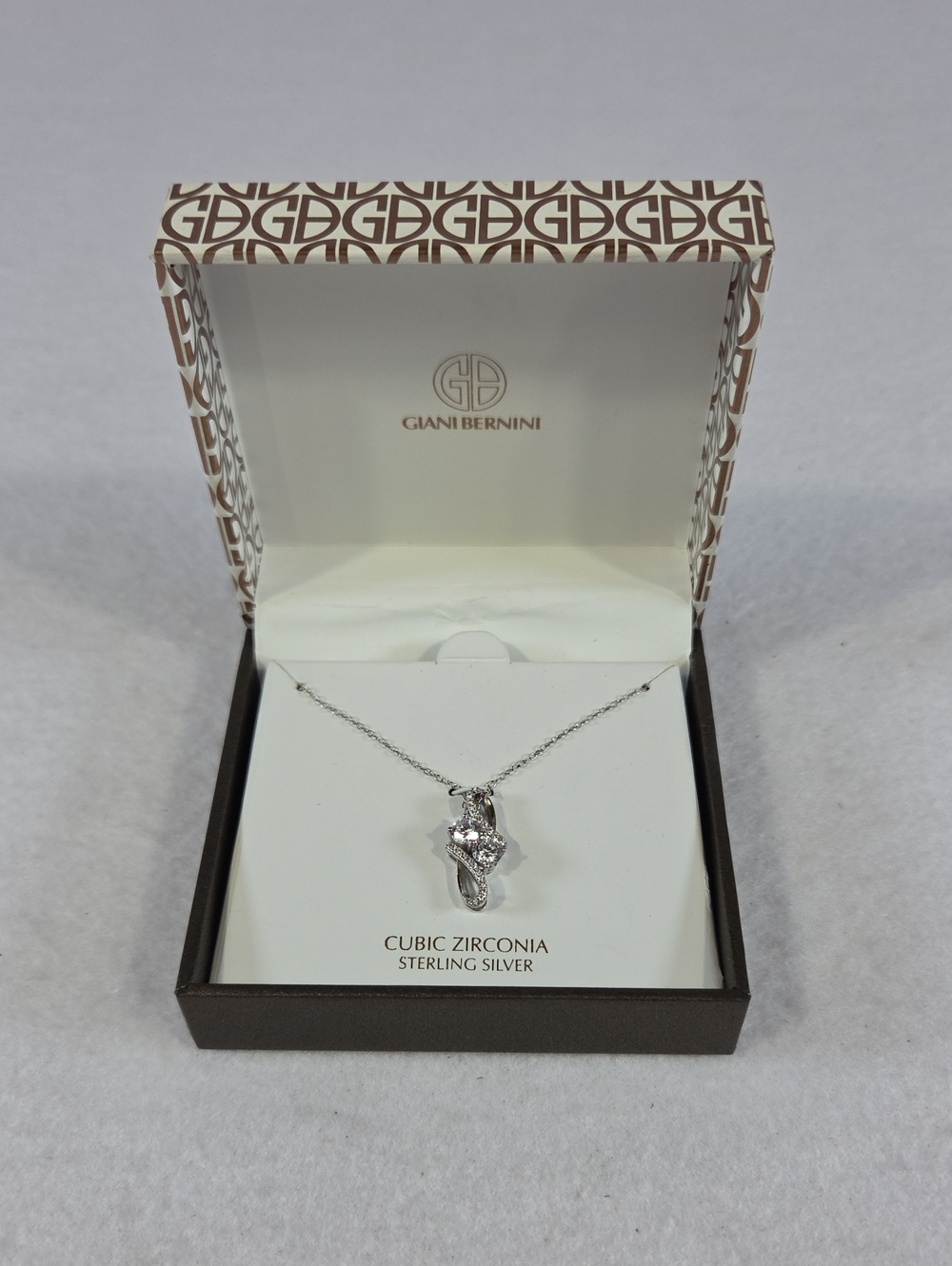 Giani Bernini Stering Silver Cubic Zirconia Twisted Pendant Necklace